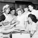 Ex-servicewomen learning manicure techniques