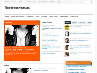 screenshot of hairdressing.co.uk