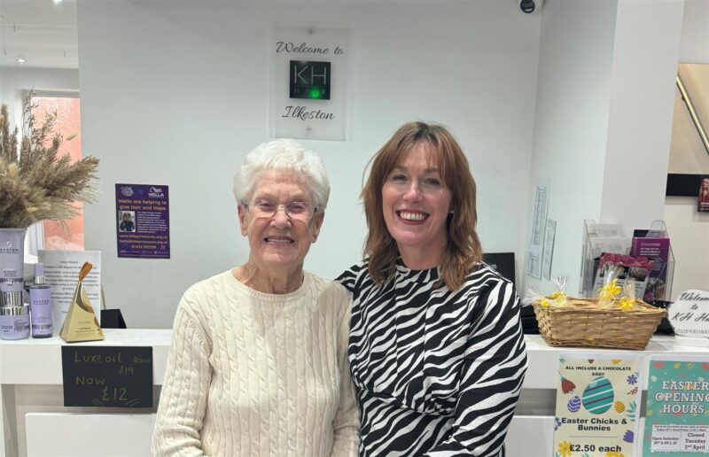KH Hair Ilkeston celebrates 60-year milestone 2 Mrs Jill Barratt with senior stylist Judith 1